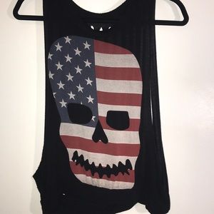 America flag skull tank